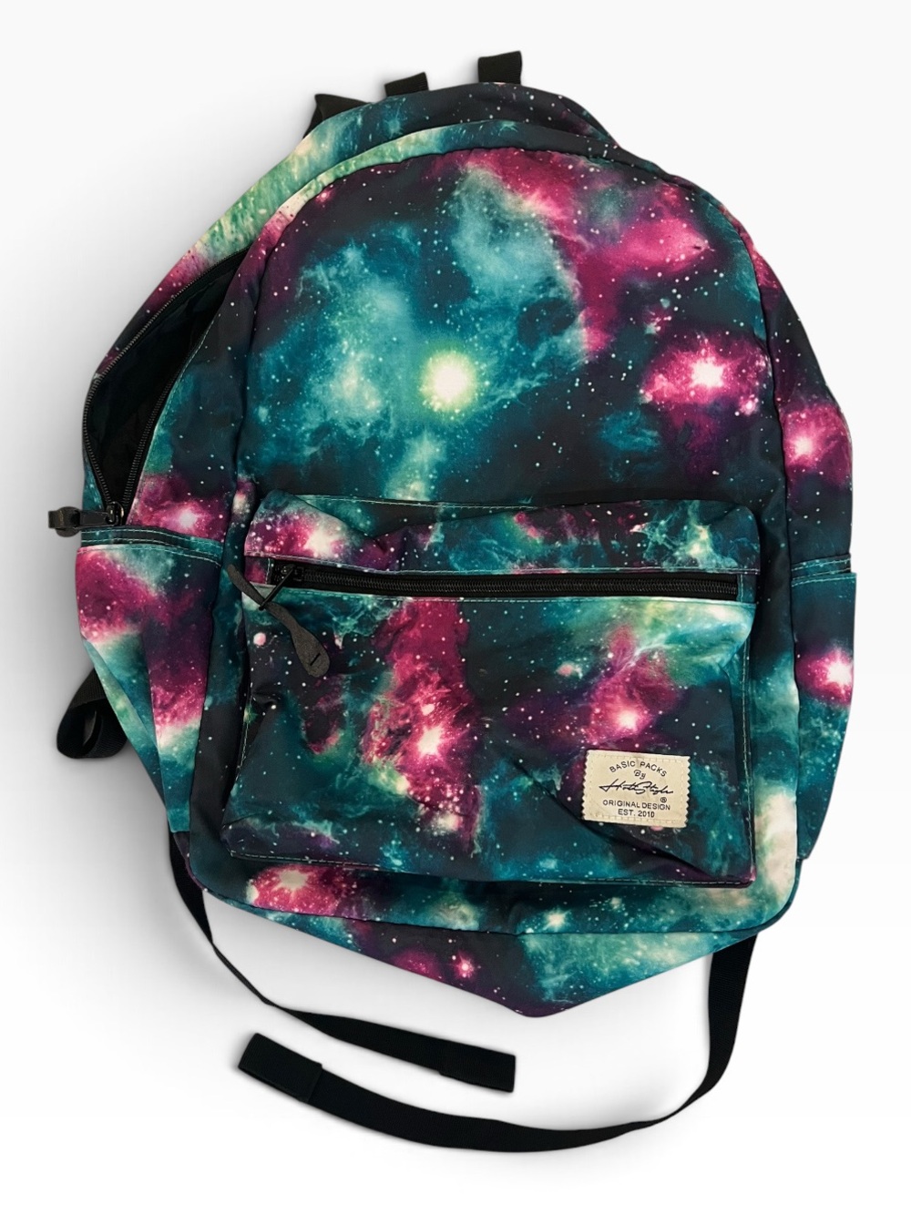 Galaxy Print Backpack in Teal & Pink